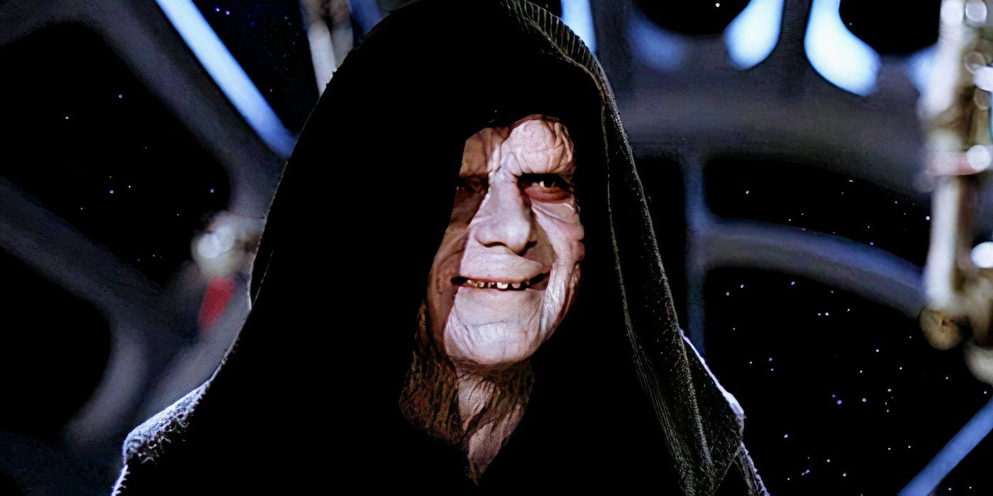 Palpatine smiling aboard the Second Death Star in Return of the Jedi (1983)