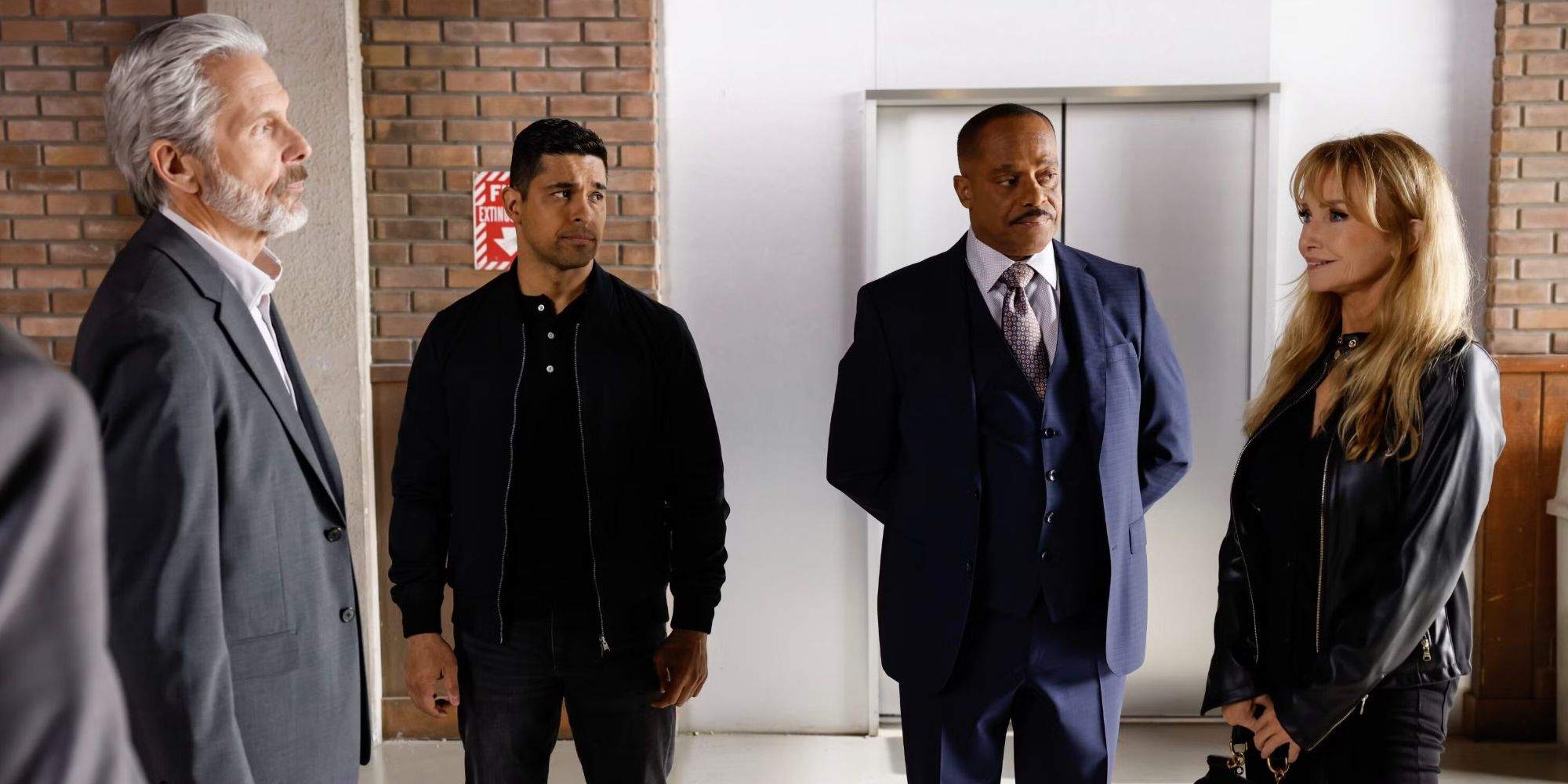 Parker, Torres, and Vance look unimpressed with a smiling Carla Marino in NCIS Season 22 Episode 20