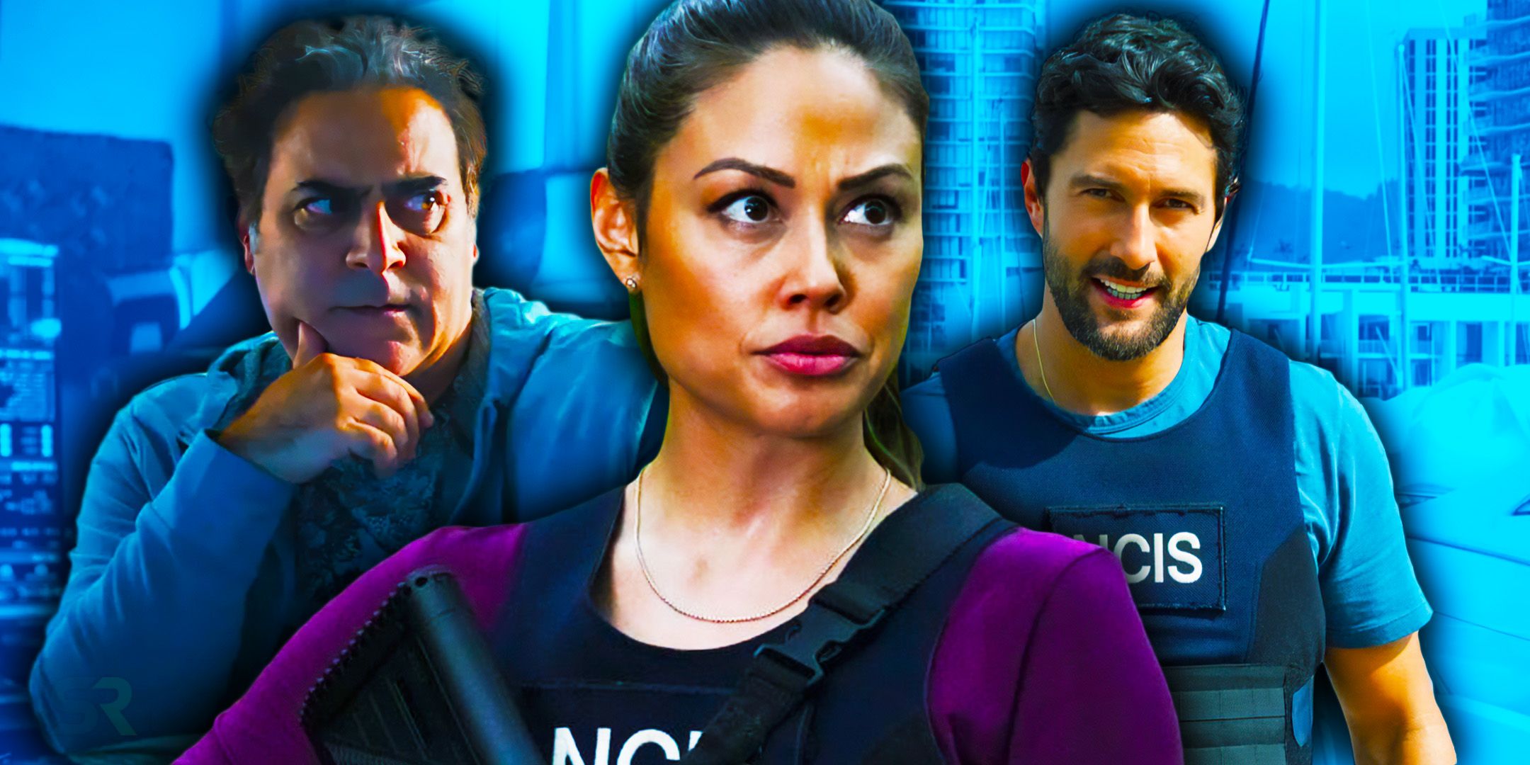 Jason Antoon as Ernie Malik, Vanessa Lachey as Jane Tennant, and Noah Mills as Jesse Boone in NCIS Hawaii