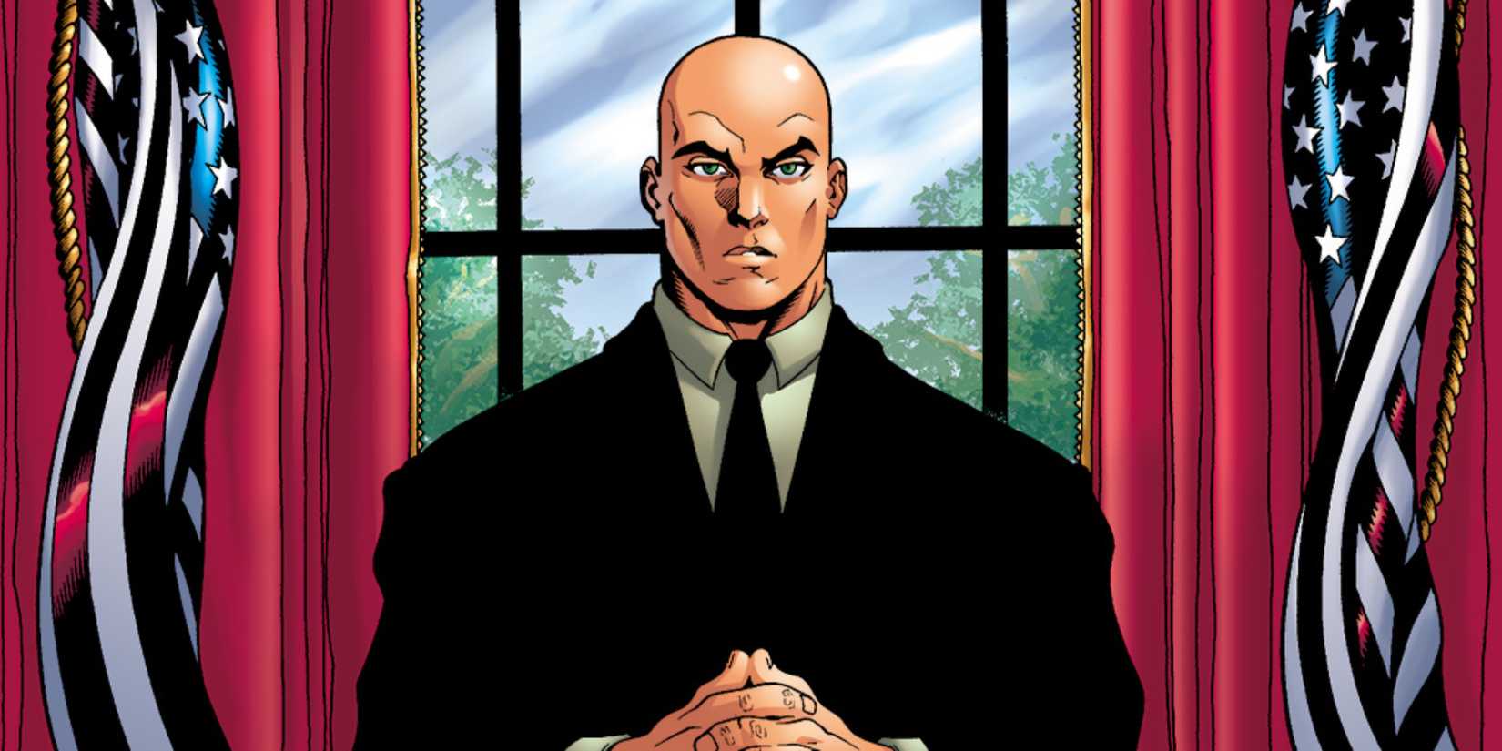President Lex Luthor sits in the Oval Office in DC Comics