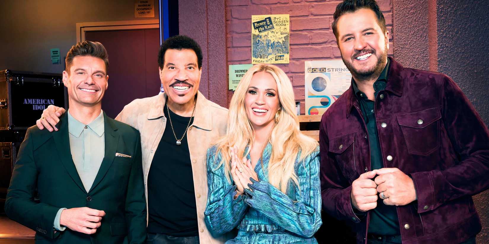 still images of American Idol's Ryan Seacrest, Carrie Underwood, Lionel Richie, and Luke Bryan