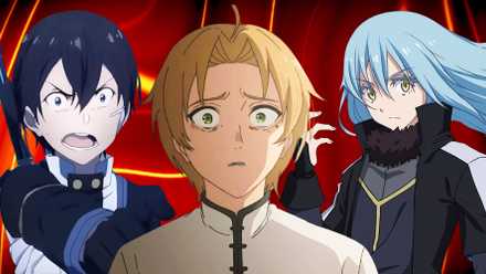 Rimuru from That Time I Got Reincarnated as a Slime, Rudeus from Mushoku Tensei, and Kirito from Sword Art Online