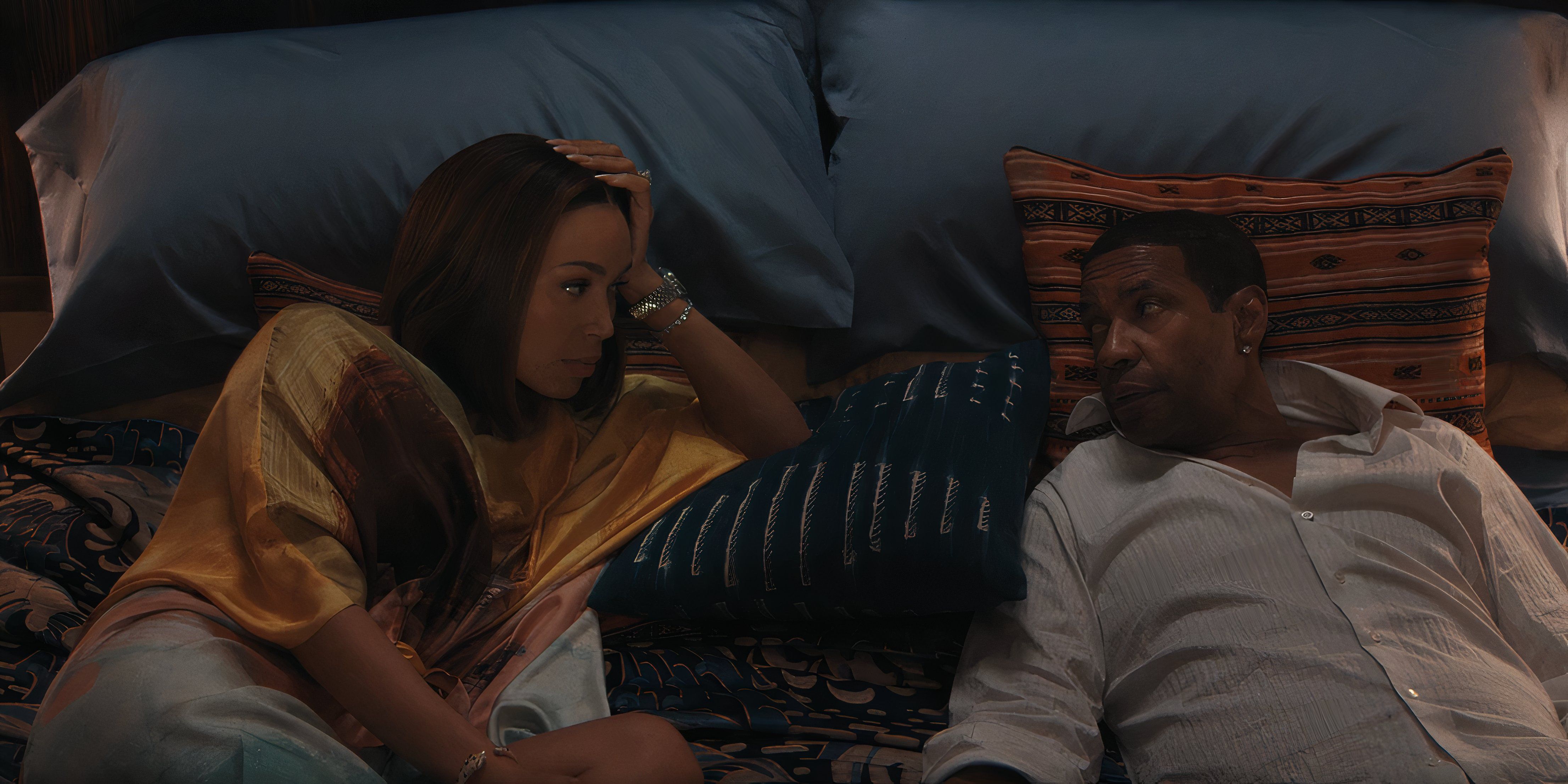Denzel Washington looks at Ilfenesh Hadera in Highest 2 Lowest