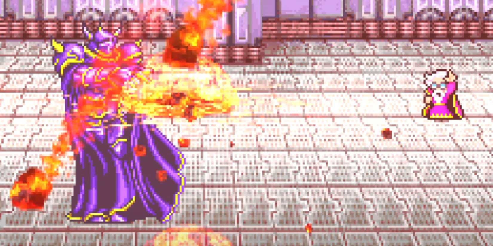 Tellah casting meteor on Golbez in Final Fantasy 4