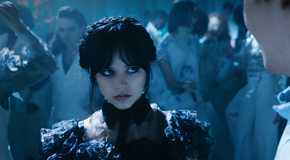 Jenna Ortega as Wednesday in the famous dance scene in Wednesday