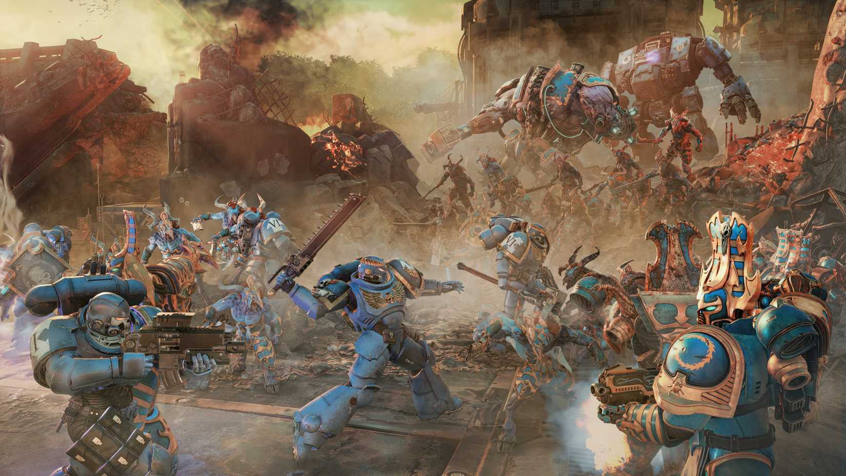 Siege mode battle screenshot from Space Marine 2.