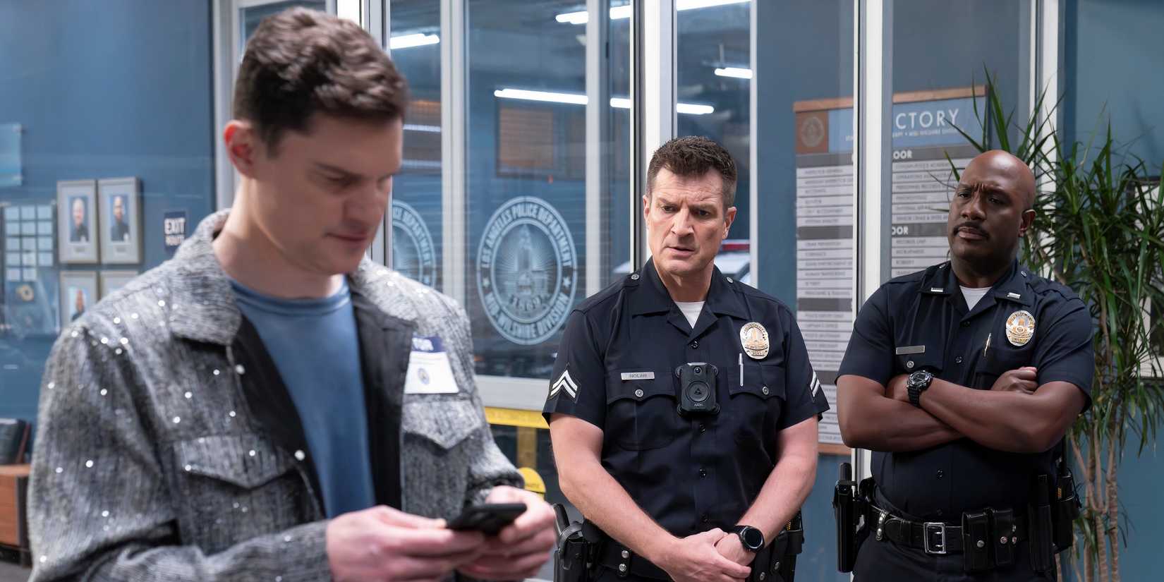 Skip Tracer Randy, John Nolan, and Wade Grey in The Rookie season 7, episode 17