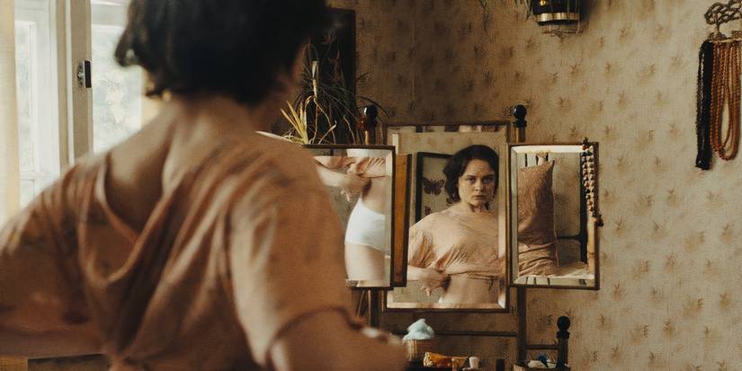 sound of falling woman in mirror