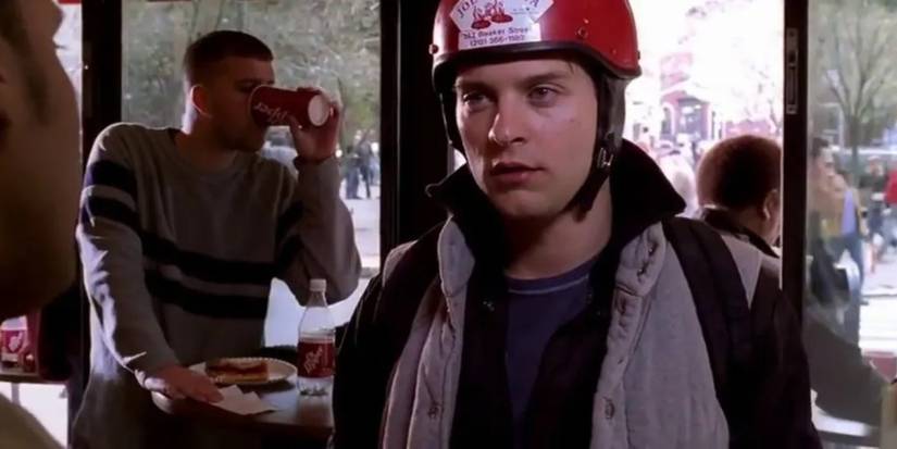 Peter Parker as a delivery man in Spider Man 2 movie