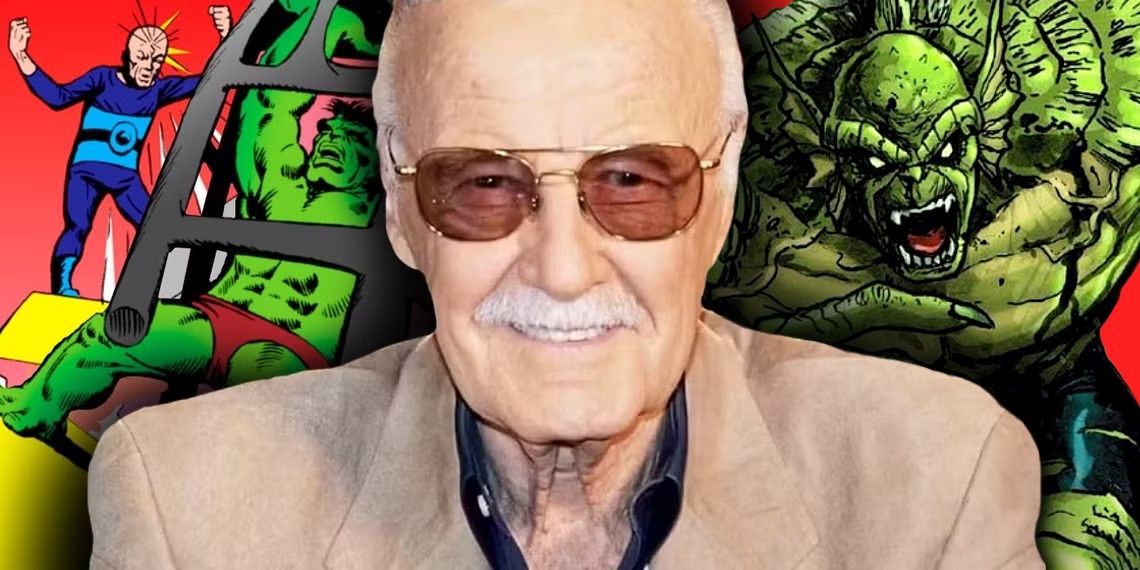 stan lee with hulk villains on either side