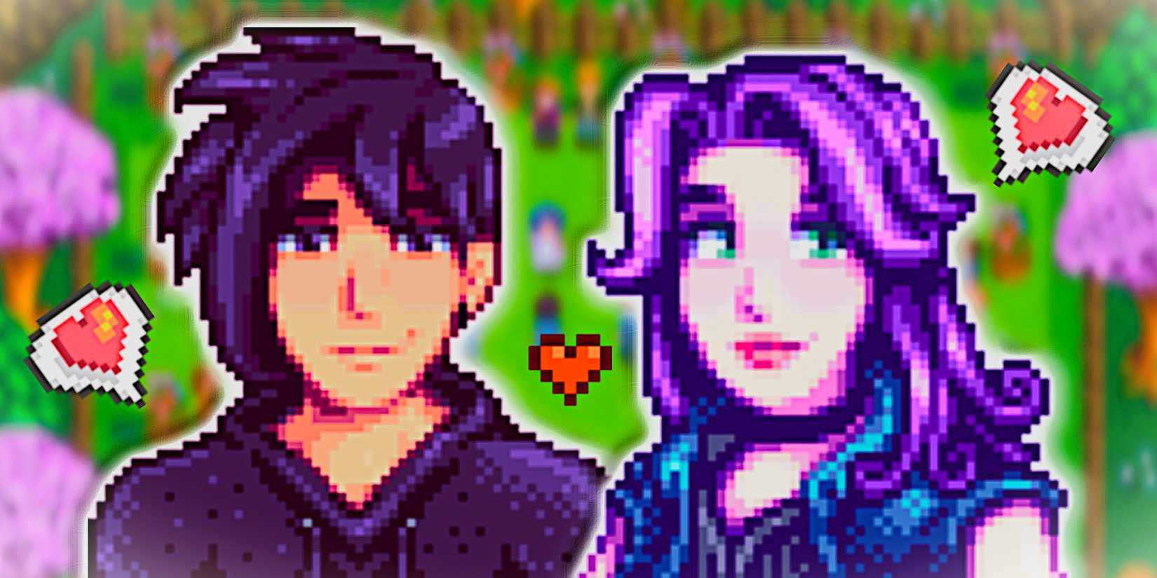 Stardew Valley Abigail and Sebastian With Love Heart Emoticons