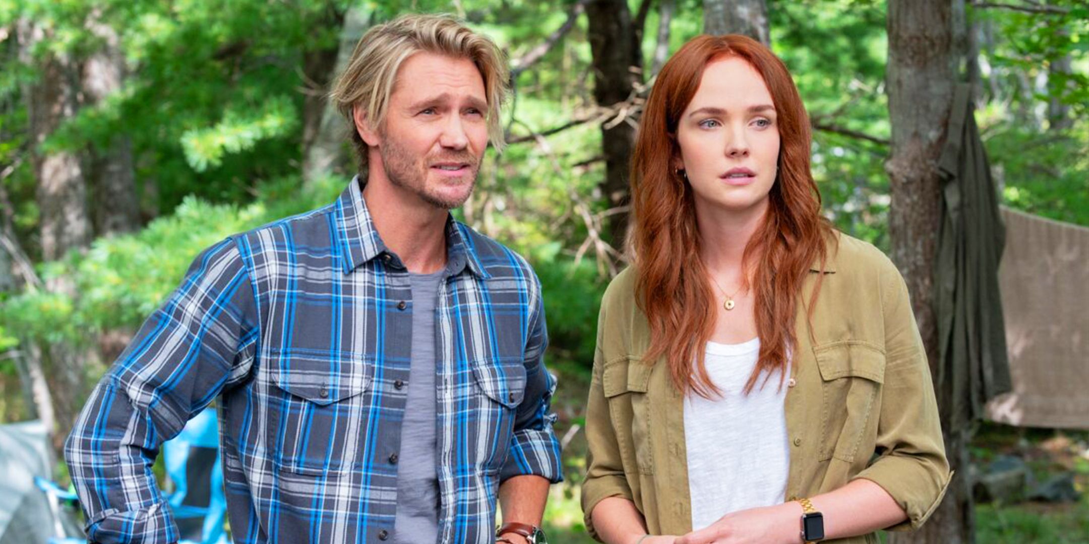 Chad Michael Murray as Cal and Morgan Kohan as Maggie in Sullivan's Crossing