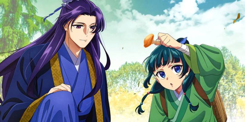 The Apothecary Diaries - Jinshi staring Maomao as she holds a mushroom