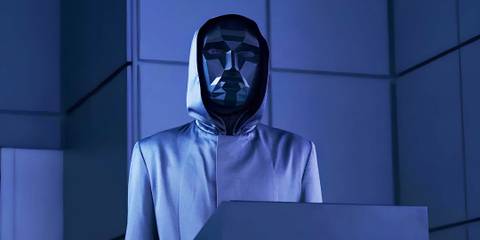 The Front Man from Squid Game in his mask and hoodie