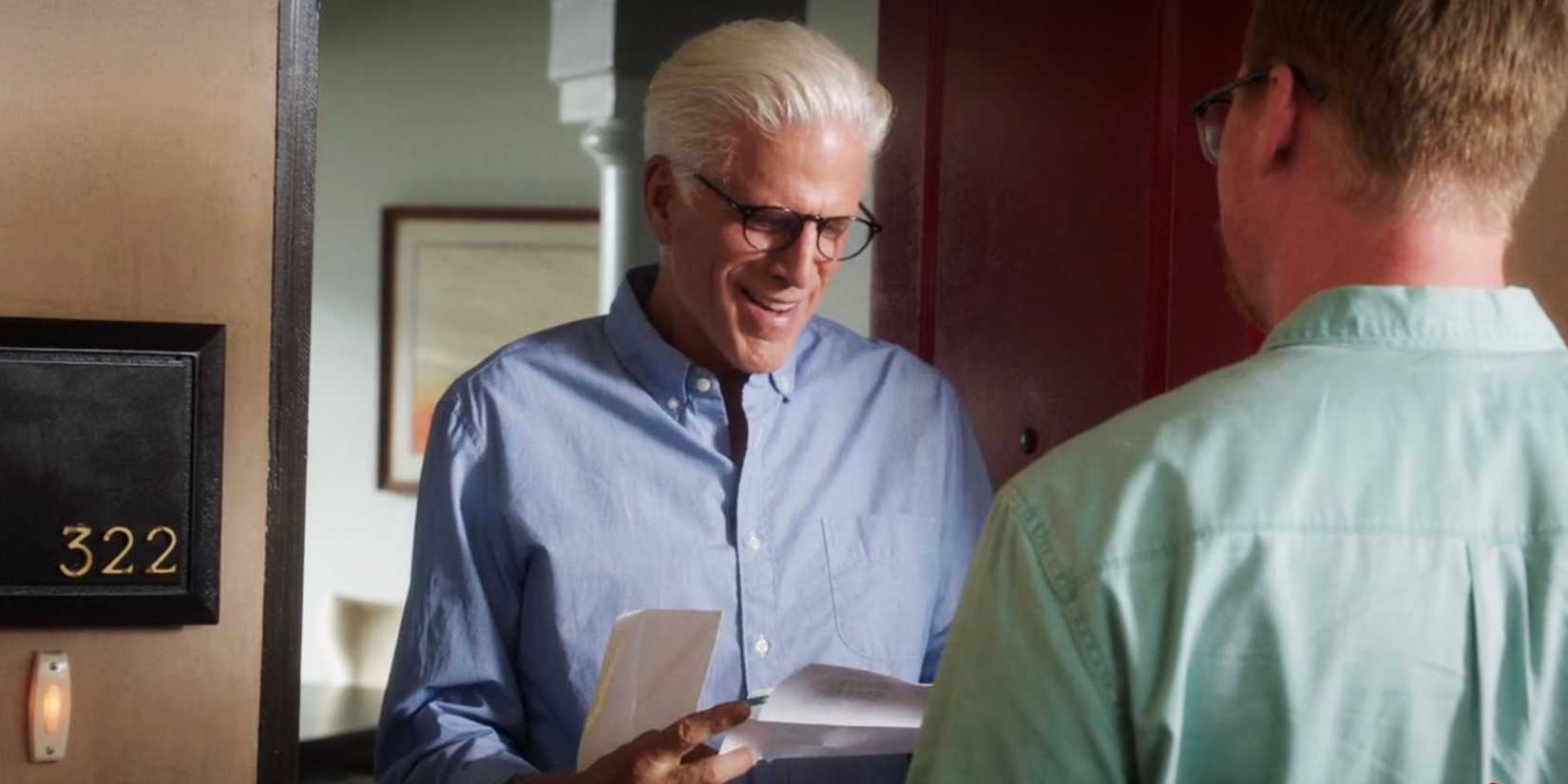 The Good Place finale Michael smiling opening a letter