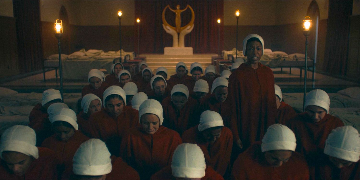 Moira (Samira Wiley) stands tall in her handmaid’s robe, rising up among the oppressed in The Handmaid's Tale Season 6 Ep 8