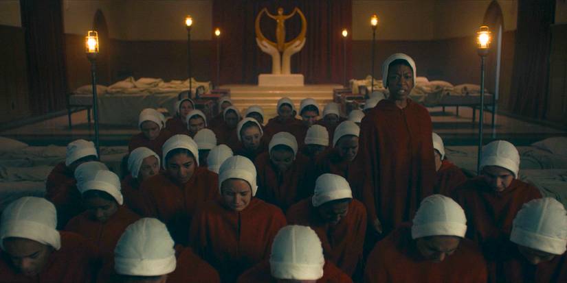 Moira (Samira Wiley) stands tall in her handmaid’s robe, rising up among the oppressed in The Handmaid's Tale Season 6 Ep 8