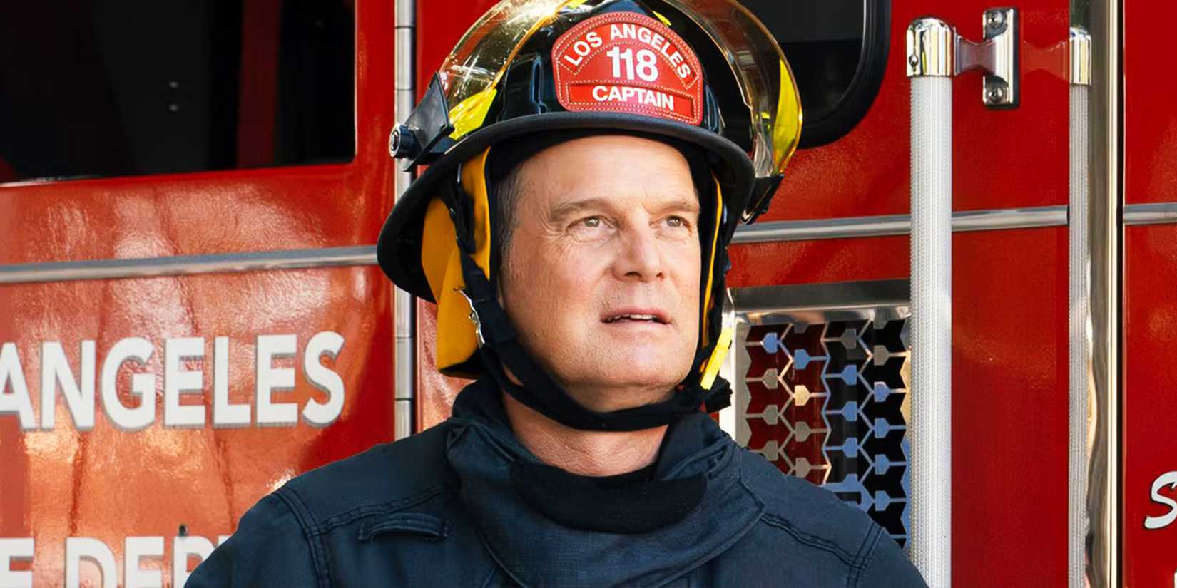 Bobby in his firefighter gear and looking ahead in 9-1-1