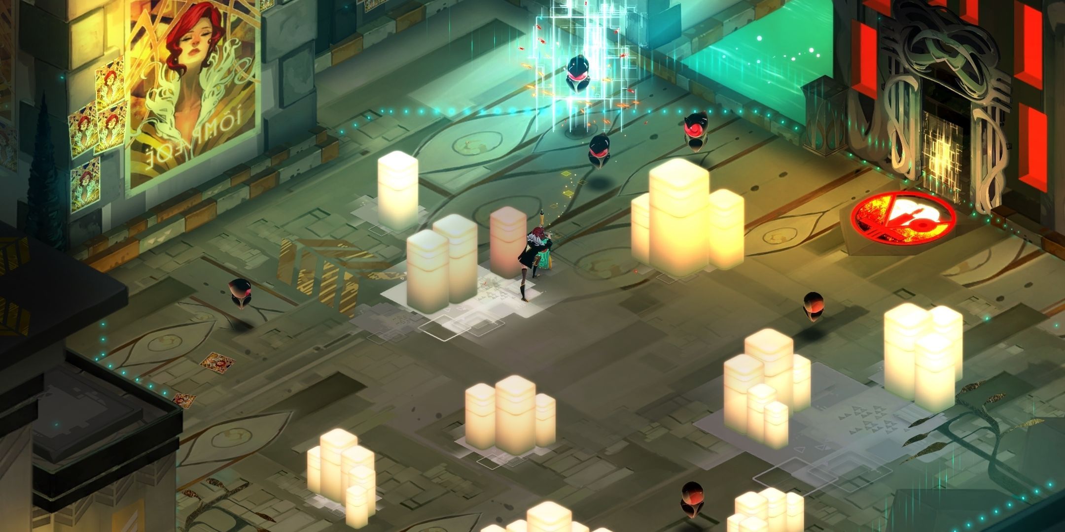 Transistor Cover Art from the Steam Page of Red In Combat Against The Process.