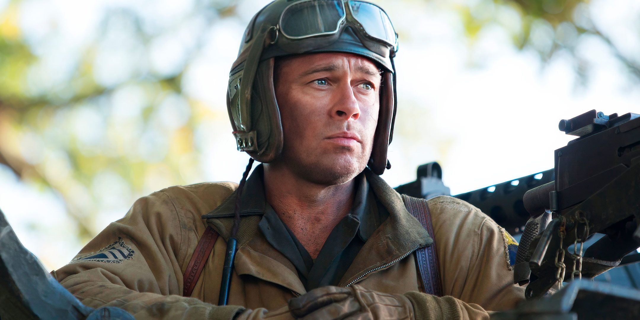 Brad Pitt looking sad as Wardaddy in Fury