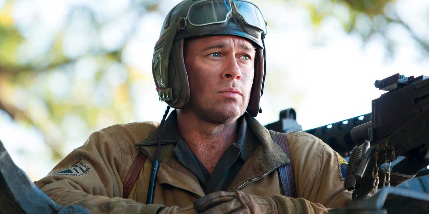 Brad Pitt looking sad as Wardaddy in Fury