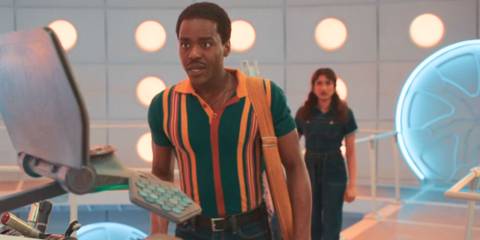 Ncuti Gatwa in the TARDIS as the Fifteenth Doctor in Doctor Who