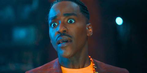 Ncuti Gatwa looking afraid as the Fifteenth Doctor in Doctor Who
