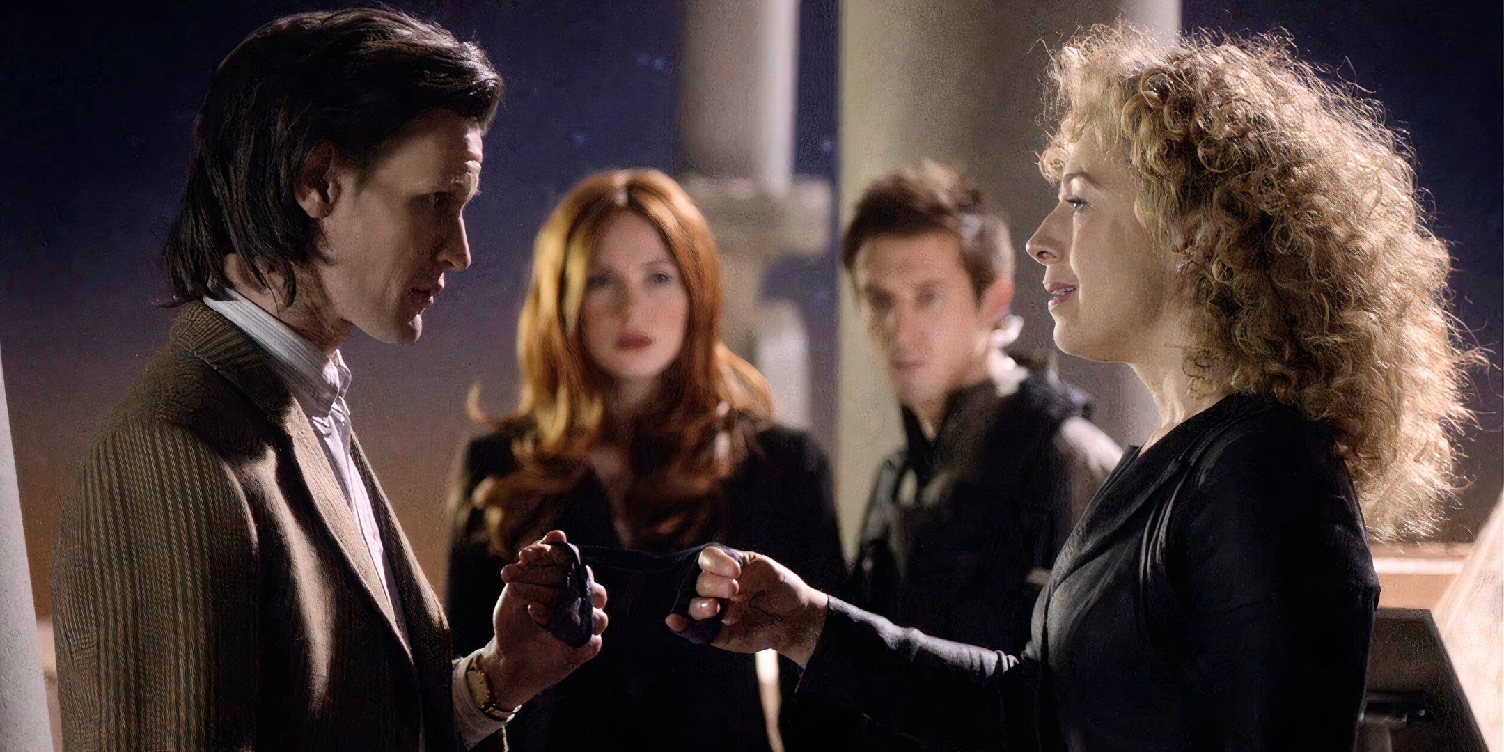 The 11th Doctor marrying River Song as Amy and Rory watch in the background