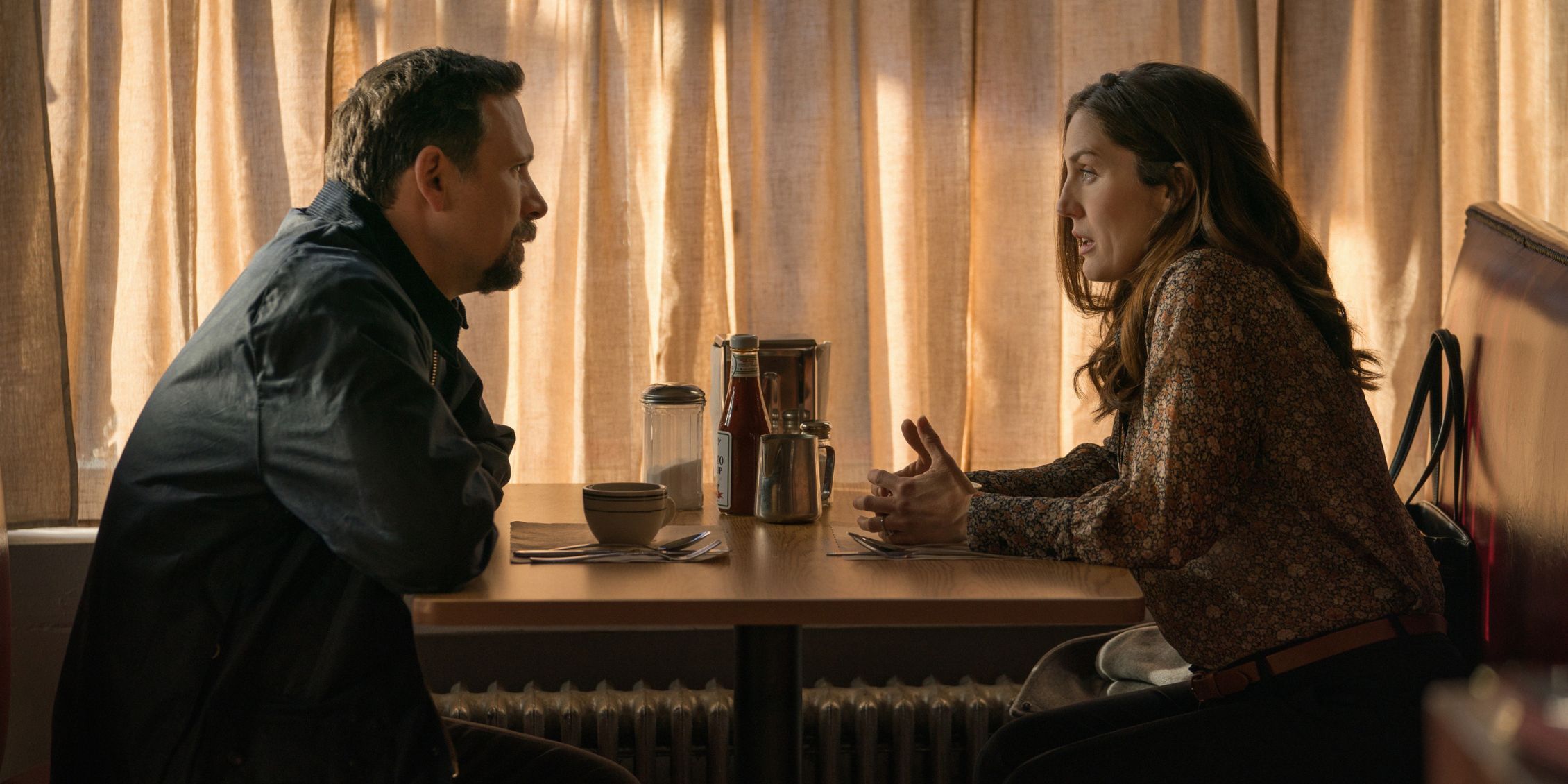 FBI Jubal and Sam talk at a restaurant