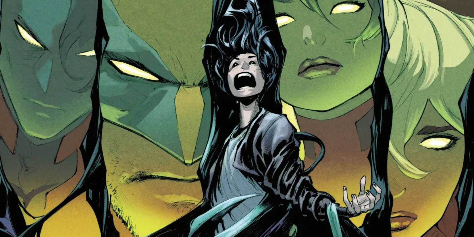 Deathdream screaming in front of the X-Men's blank faces