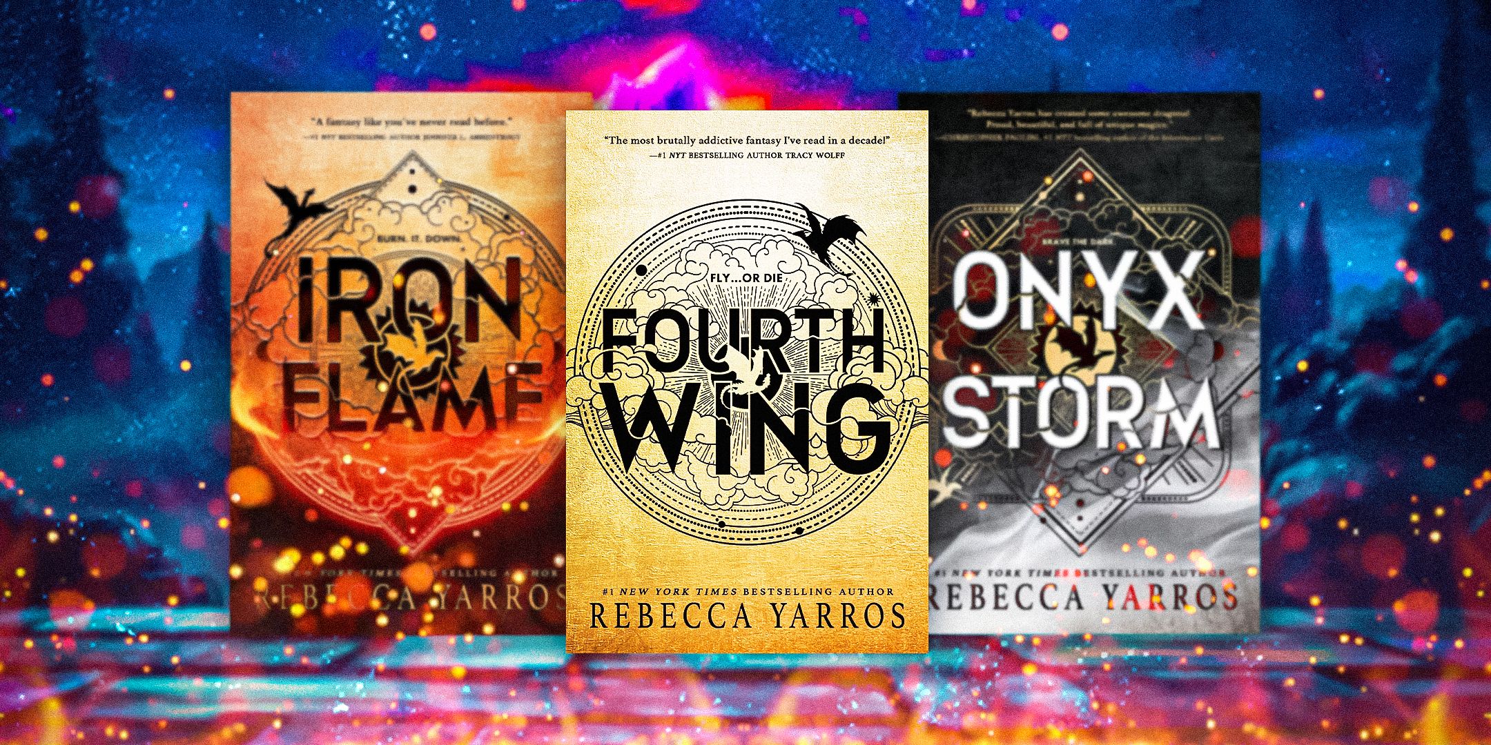 Fourth Wing, Iron Flame, and Onxy Storm by Rebecca Yarros