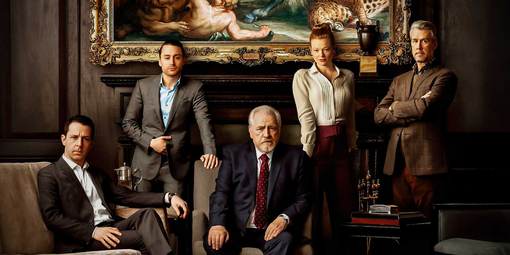 Elenco principal de Succession, incluindo Brian Cox como Logan Roy