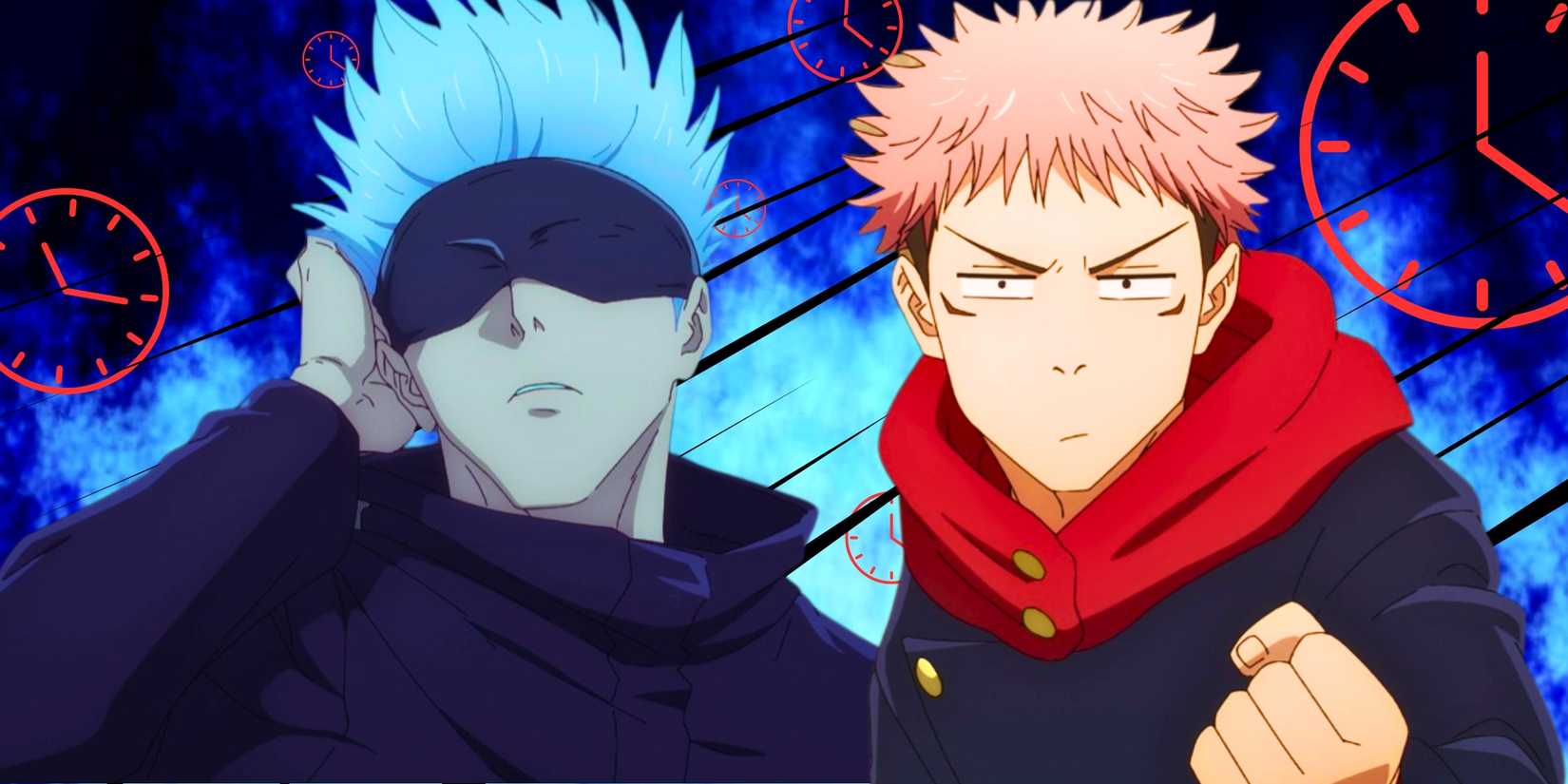 Gojo Satoru ו- Yuji Itadori מ-Jujutsu Kaisen מוקפים בשעונים תמונה מותאמת אישית מאת דיאנה אקוניה
