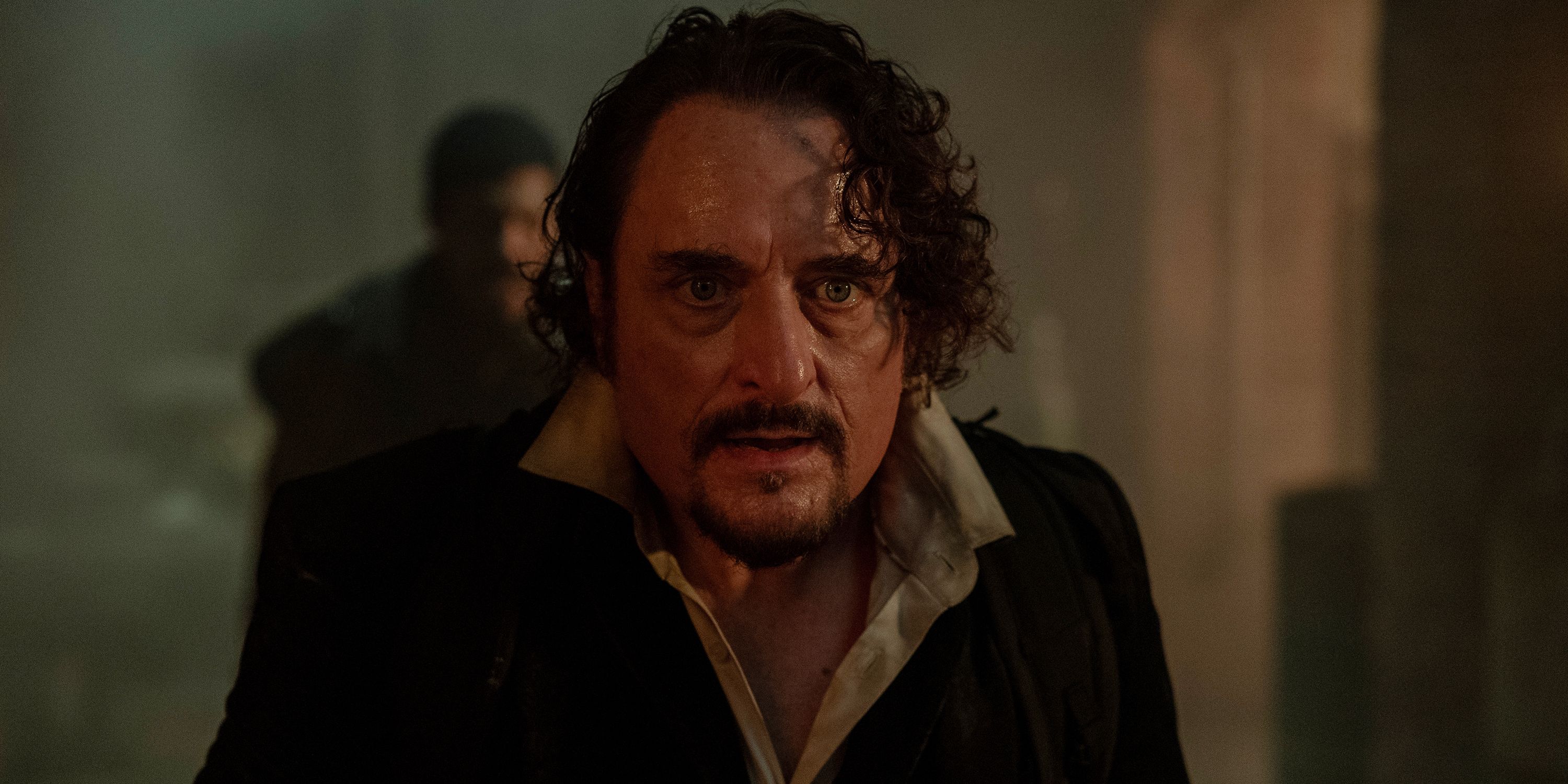 Bruegel (Kim Coates) looking stressed in The Walking Dead: Dead City season 2 finale