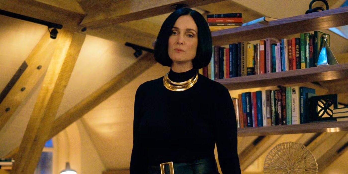 Carrie-Anne Moss looking angry as Greta in FUBAR season 2