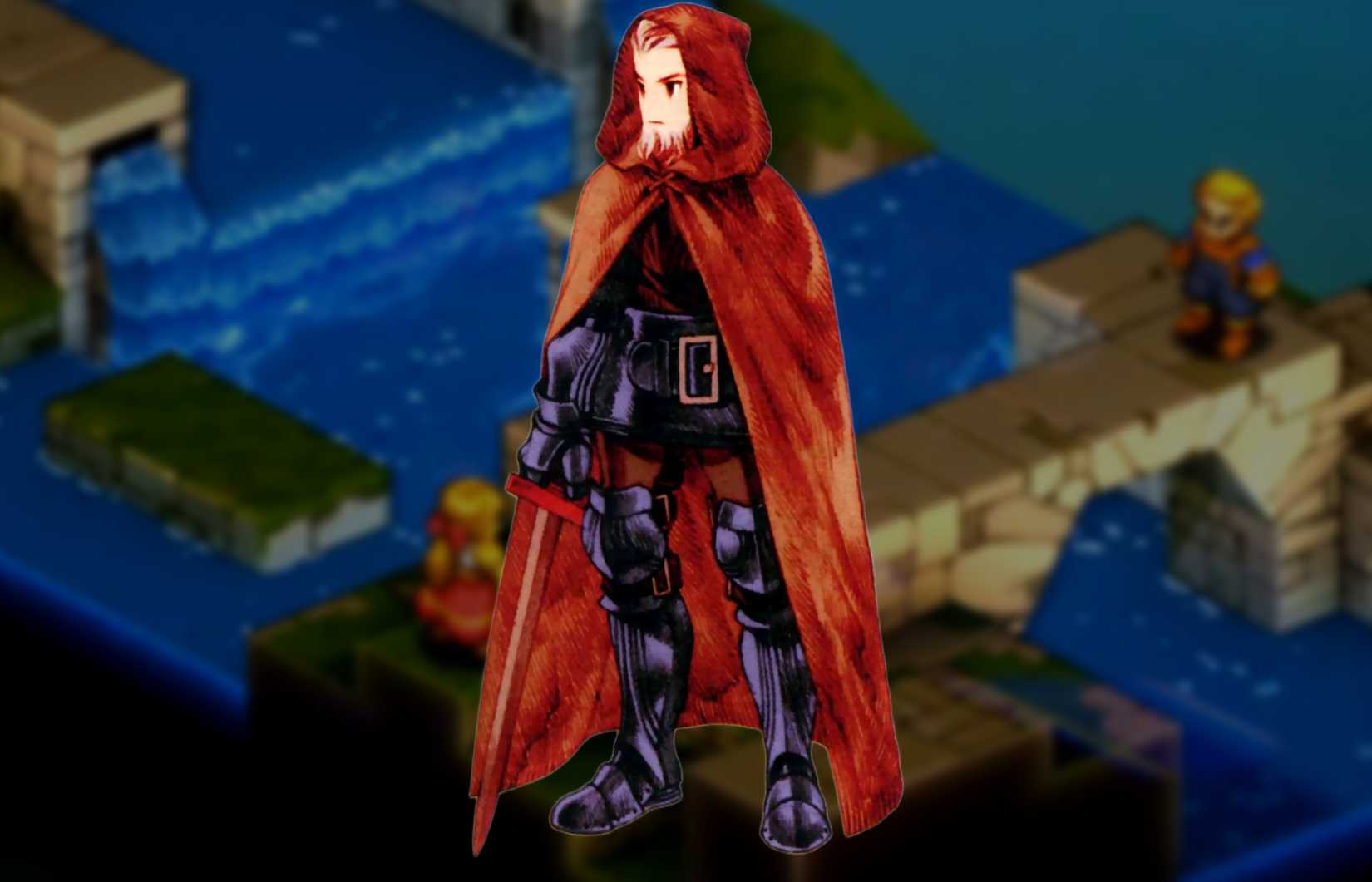 Cid Orlandou from Final Fantasy Tactics wearing a red robe