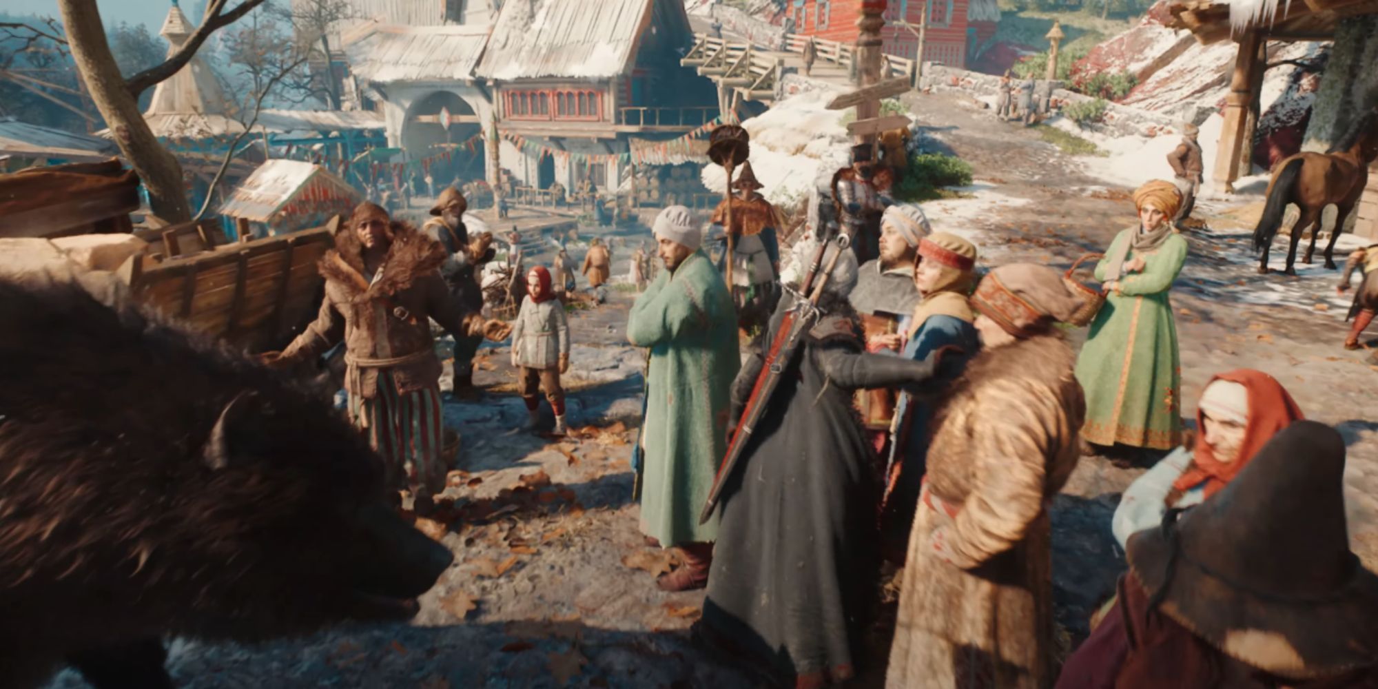 Ciri pushing her way through a crowded street in The Witcher 4