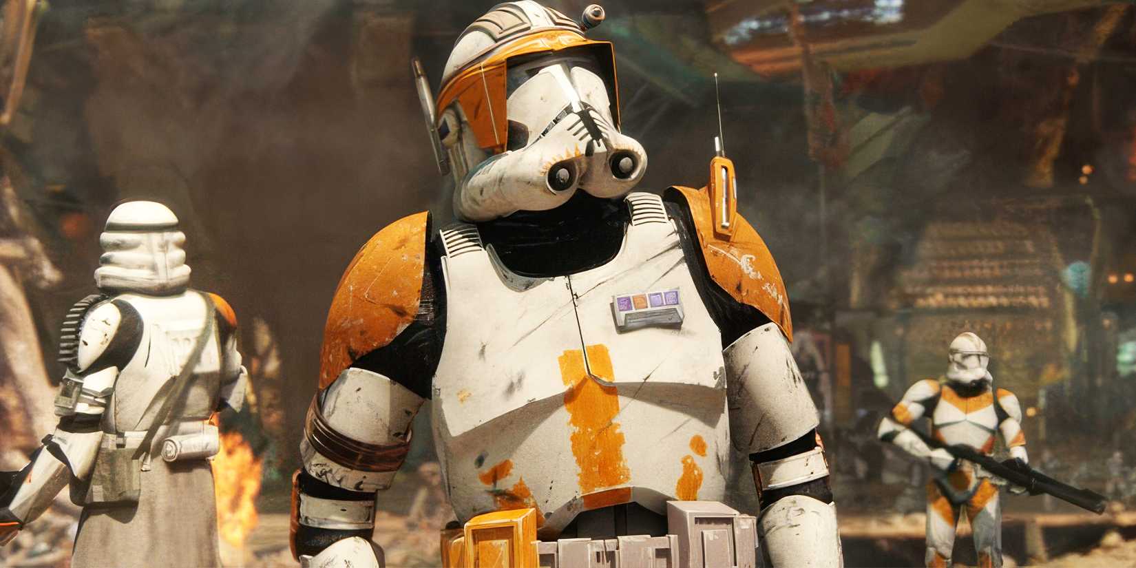 Commander Cody looking up in Revenge of the Sith