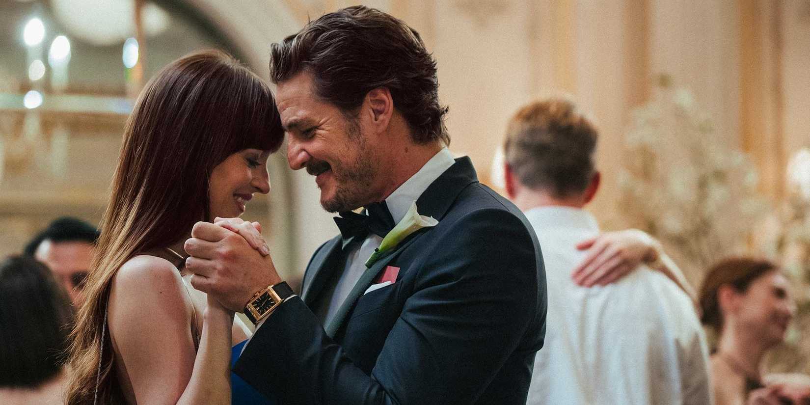 Dakota Johnson And Pedro Pascal Dancing Close In Materialists