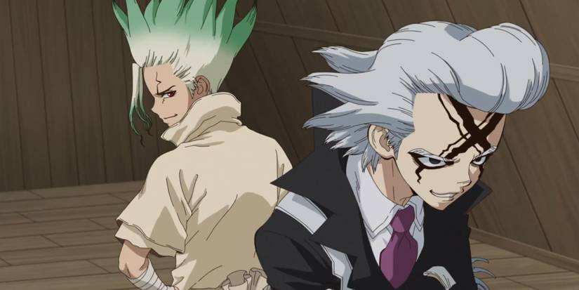 Senku and his new rival, Xeno.