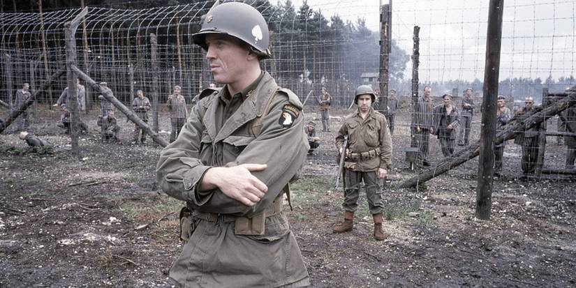 Easy Company at a concentration camp in Band of Brothers episode 9