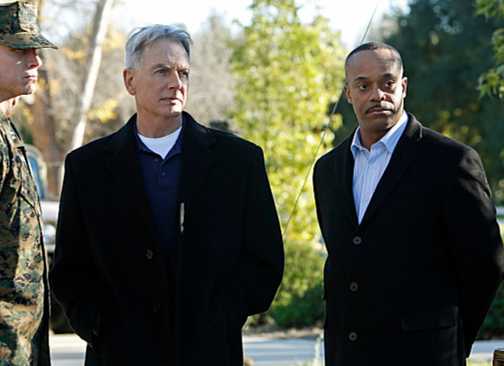 Gibbs and Vance with a soldier in the NCIS episode Hereafter