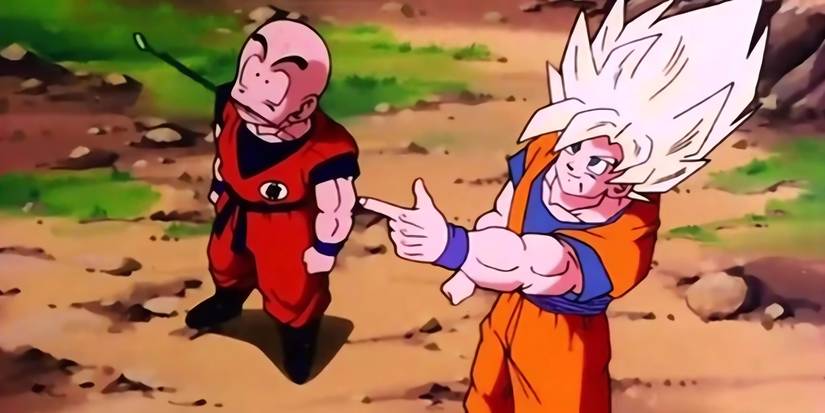 Goku throws a Senzu Bean to Cell after their battle.