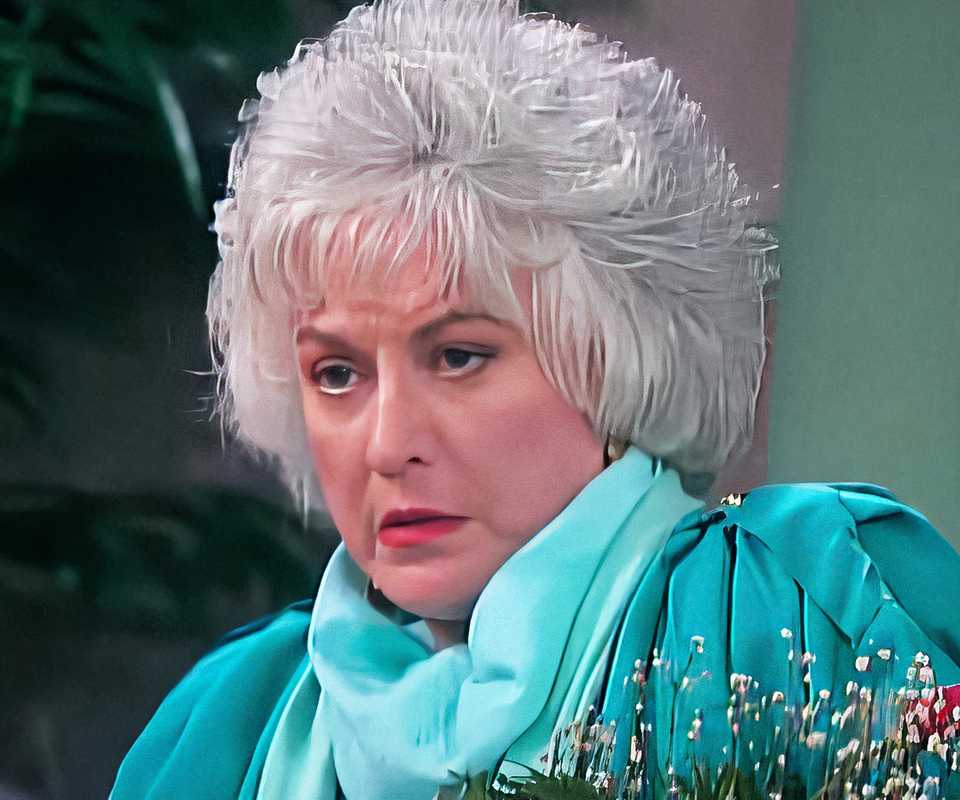 Bea Arthur as Dorothy Zbornak looking disgusted in The Golden Girls