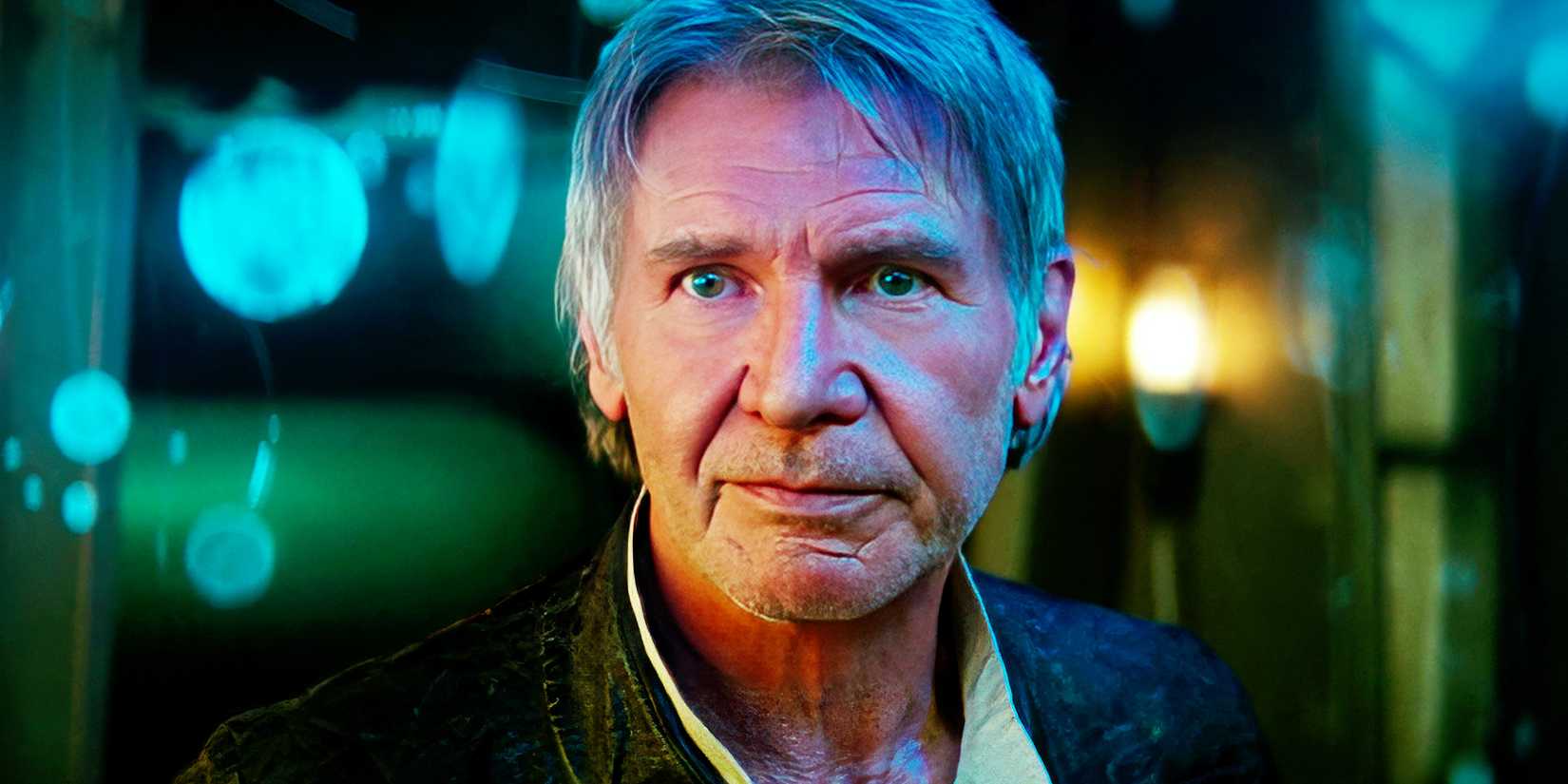 Han Solo looking unhappy in The Force Awakens