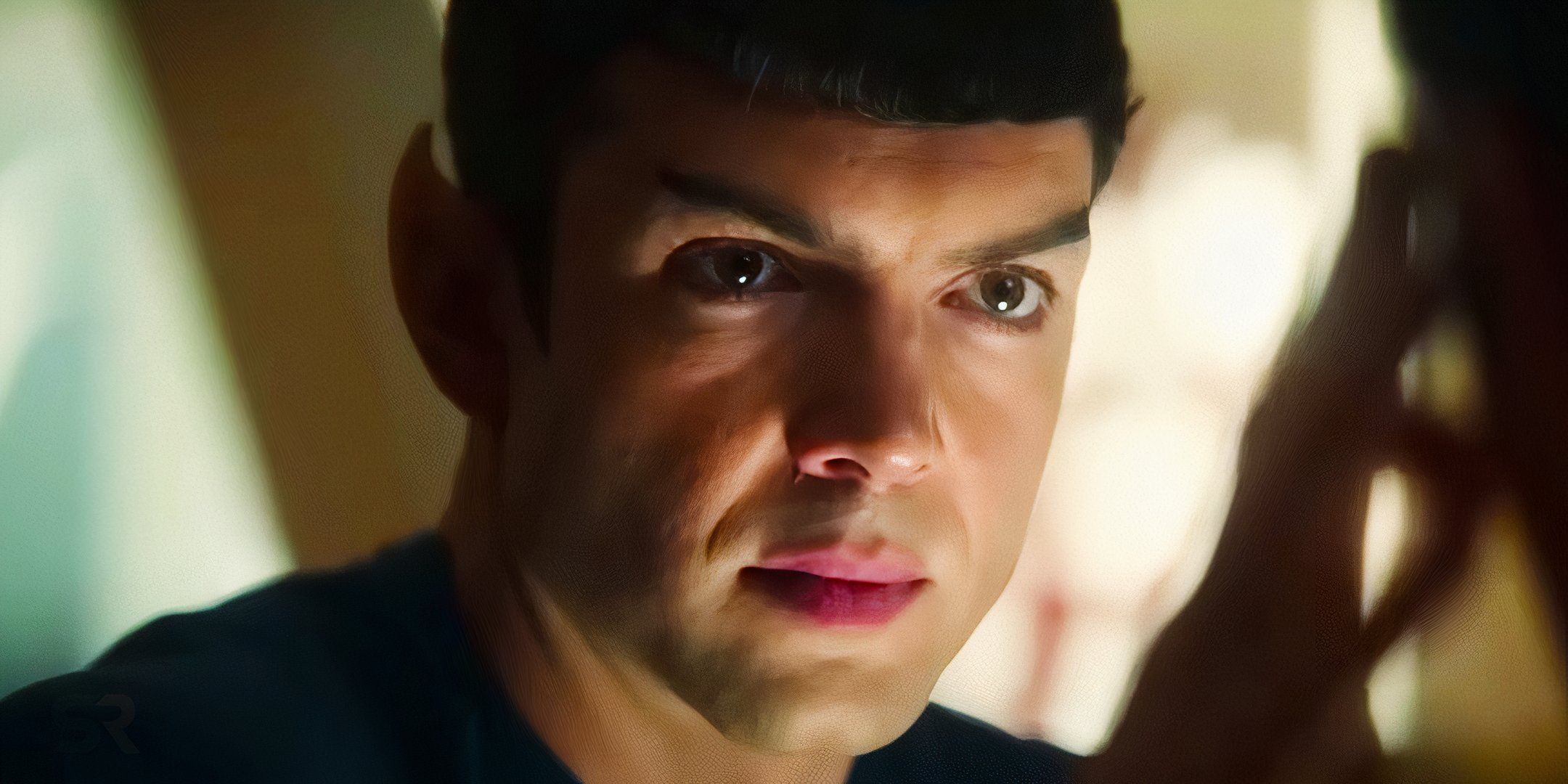 Close up of Spock giving a mind meld in Star Trek: Strange New Worlds