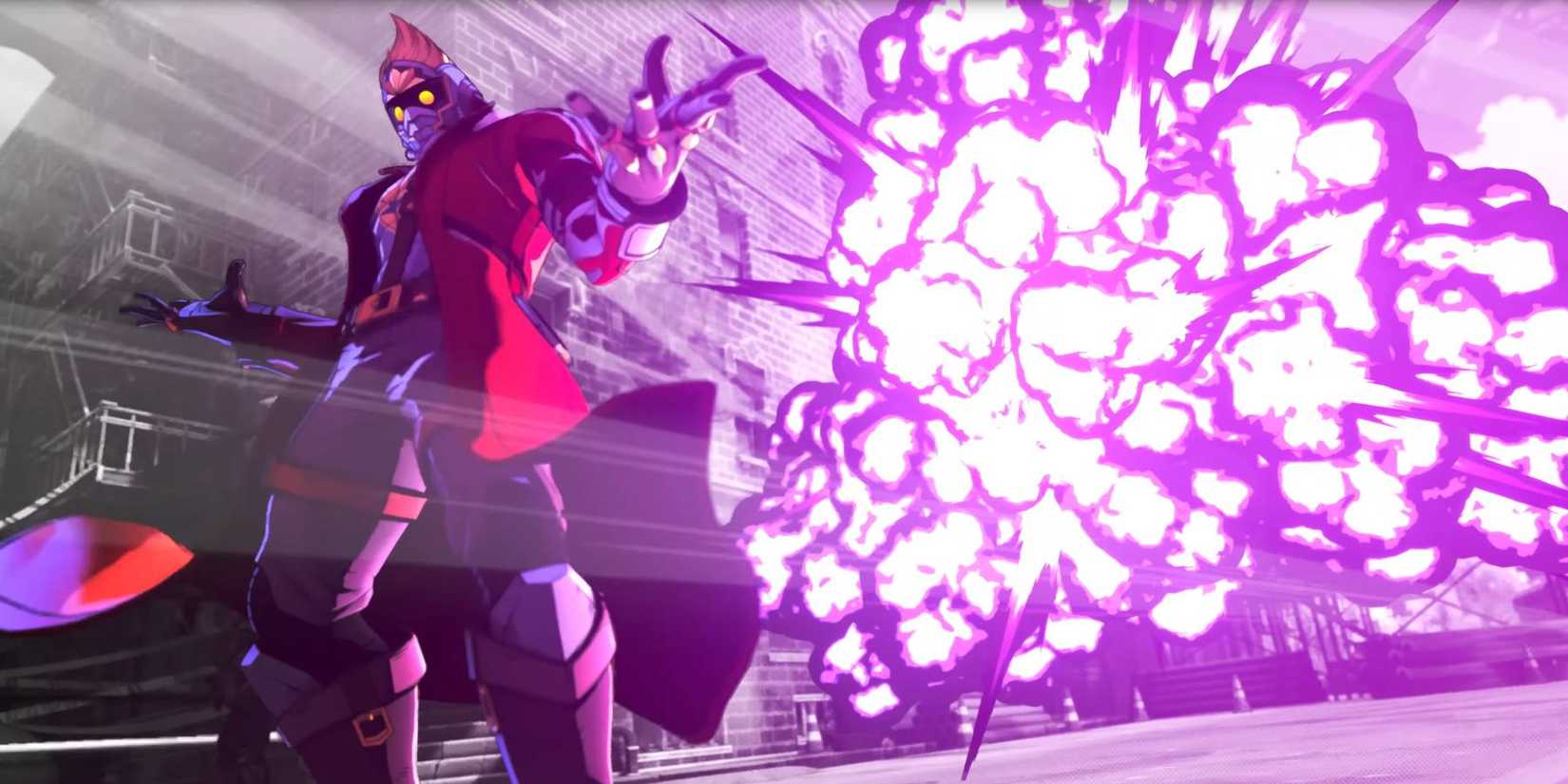 Marvel Tokon Fighting Souls Star-Lord using Ultimate attack to create huge explosion