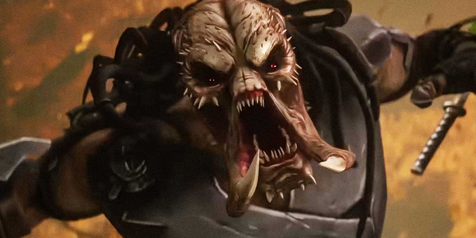 an animated predator roaring up toward the camera in Predator: Killer of Killers