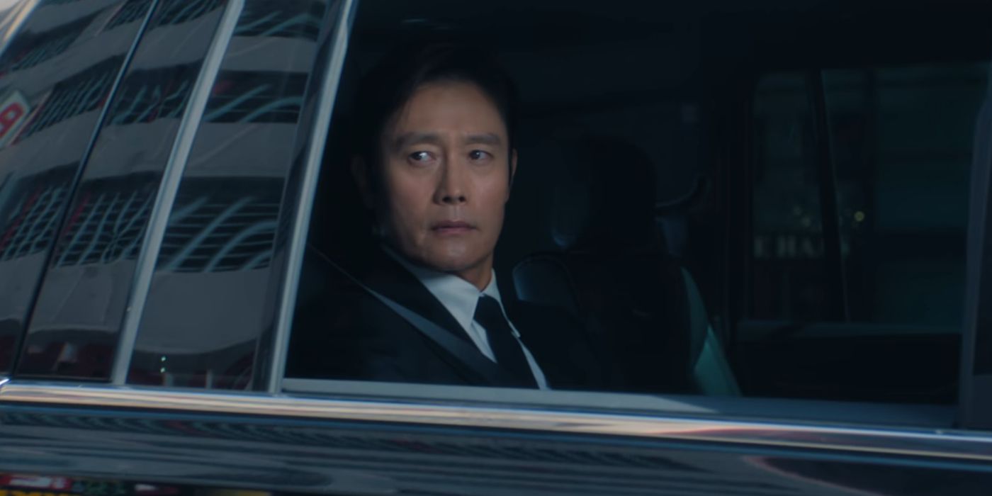 In-ho inside a car at the end of Squid Game season 3, episode 6
