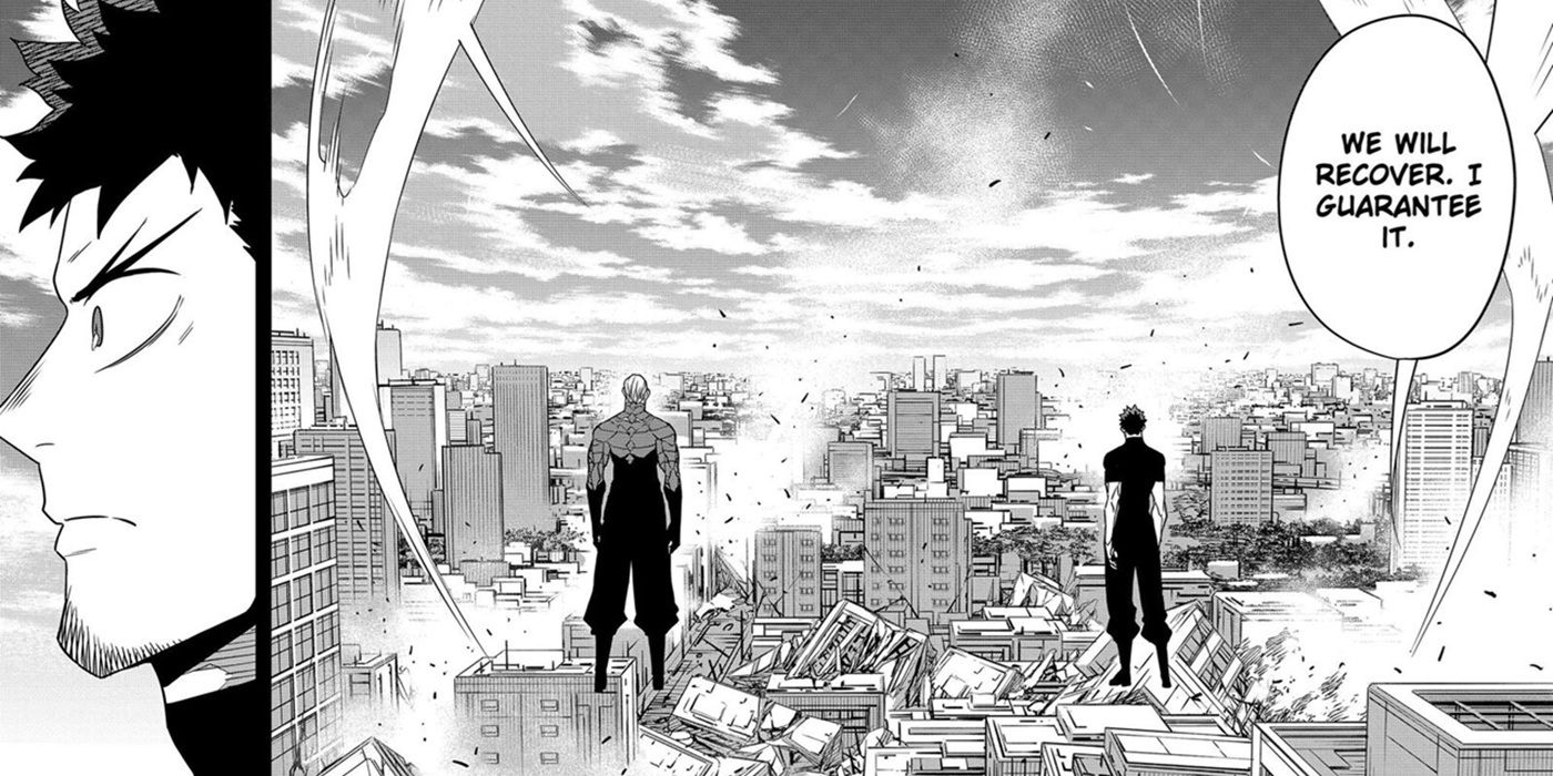 Kafka Hibino and Isao Shinomiya in Kaiju No. 8 manga chapter 128